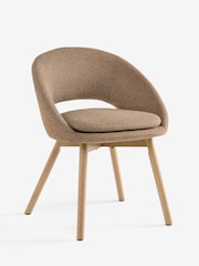 Set of 2 Dry Handle Boucle Rust Hewitt Upholstered Light Wood Leg Dining Chairs - Image 5 of 8