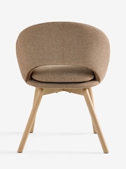 Set of 2 Dry Handle Boucle Rust Hewitt Upholstered Light Wood Leg Dining Chairs - Image 7 of 8