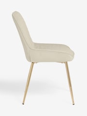 Set of 2 Soft Velvet Pebble Hamilton Gold Effect Leg Quilted Dining Chairs - Image 5 of 6