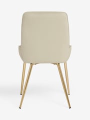 Set of 2 Soft Velvet Pebble Hamilton Gold Effect Leg Quilted Dining Chairs - Image 6 of 6