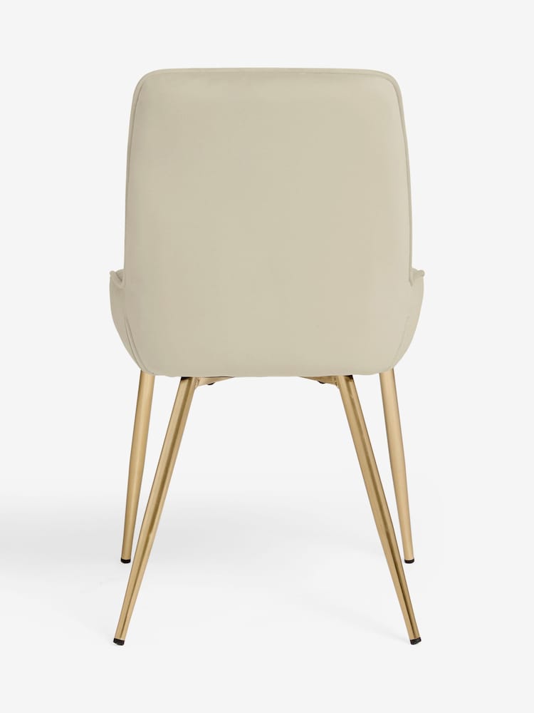Set of 2 Soft Velvet Pebble Hamilton Gold Effect Leg Quilted Dining Chairs - Image 7 of 7