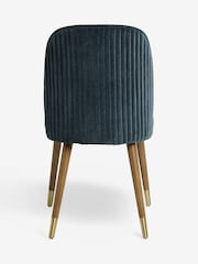 Set of 2 Opulent Chenille Navy Valencia Upholstered Wooden Dining Chairs - Image 7 of 7