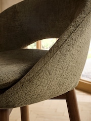 Plush Chenille Moss Green Hewitt Dark Wood Leg Bar Stool - Image 3 of 8