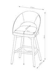 Plush Chenille Moss Green Hewitt Dark Wood Leg Bar Stool - Image 4 of 8