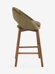 Plush Chenille Moss Green Hewitt Dark Wood Leg Bar Stool - Image 7 of 8