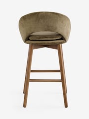 Plush Chenille Moss Green Hewitt Dark Wood Leg Bar Stool - Image 8 of 8