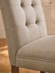 Set of 2 Soft Linen Look Natural Malvern Button Light Wood Leg Dining Chairs - Image 2 of 7