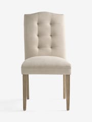 Set of 2 Soft Linen Look Natural Malvern Button Light Wood Leg Dining Chairs - Image 3 of 7