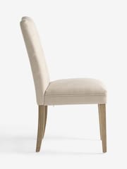Set of 2 Soft Linen Look Natural Malvern Button Light Wood Leg Dining Chairs - Image 6 of 7