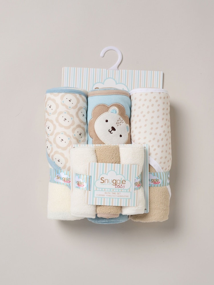 Hellblau - Snuggle Tots, Handtücher mit Kapuze und Waschlappen im 3er-Pack - Bild 1 von 3