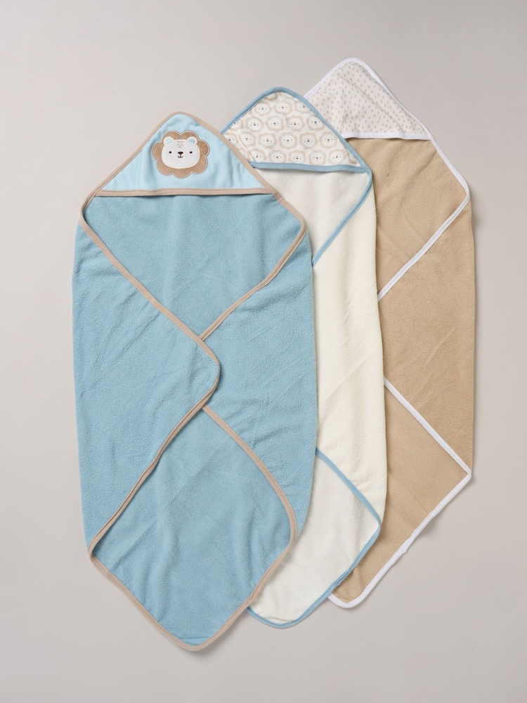 Hellblau - Snuggle Tots, Handtücher mit Kapuze und Waschlappen im 3er-Pack - Bild 2 von 3