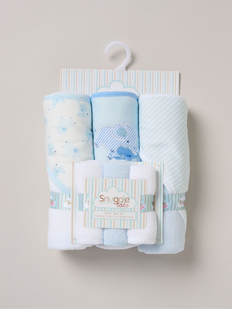 Hellblau - Snuggle Tots, Handtücher mit Kapuze und Waschlappen im 3er-Pack - Bild 1 von 3