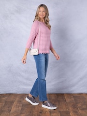 Розовый ажурный джемпер с цветочным принтом Lakeland Clothing - Изображение 3 из 7