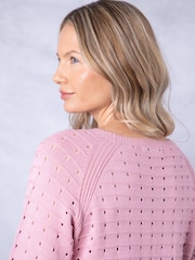 Розовый ажурный джемпер с цветочным принтом Lakeland Clothing - Изображение 5 из 7