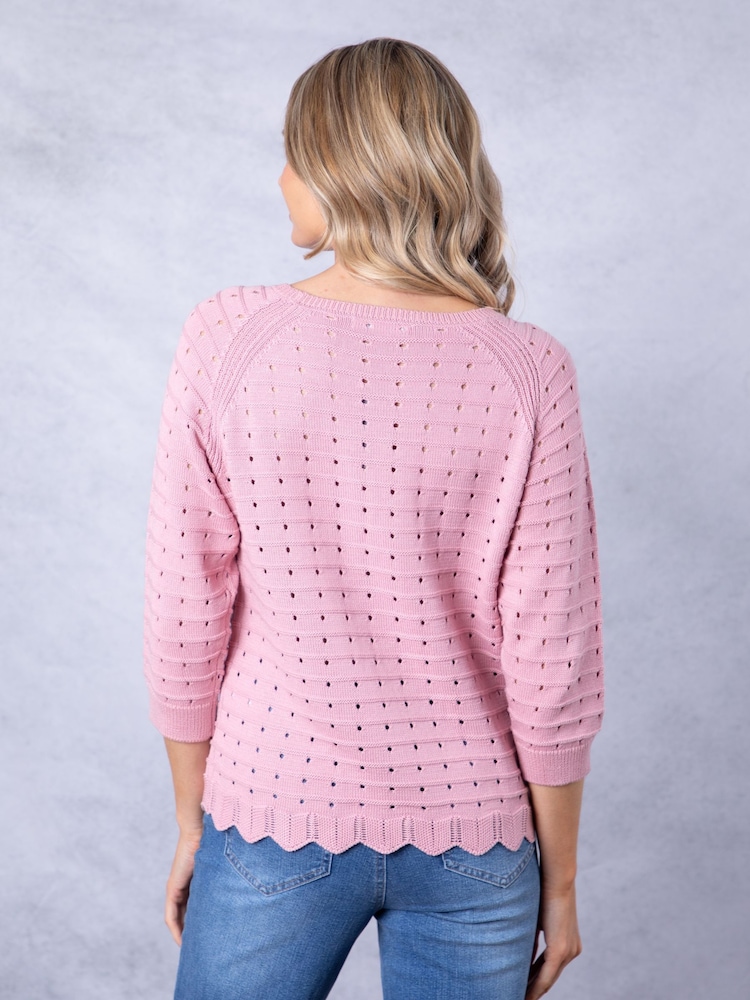 Lakeland Clothing Pink Blossom Pointelle Jumper - Imagen 7 de 7 Lakeland Clothing Pink Blossom Pointelle Jumper - Imagen 7 de 7
