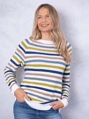 Lakeland Clothing Green Poppy Stripe Jumper - Image 6 of 8