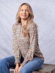 Топ с цветочным принтом и оборками Kyla - Изображение 1 из 8
