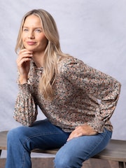 Топ с цветочным принтом и оборками Kyla - Изображение 2 из 8
