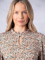 Топ с цветочным принтом и оборками Kyla - Изображение 4 из 8