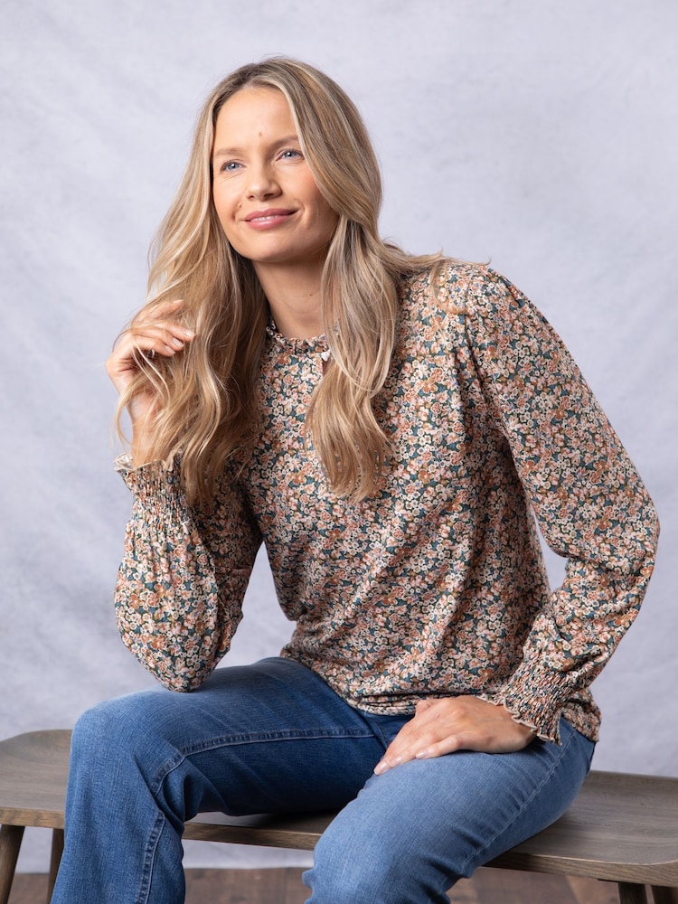 Kyla Floral Print Frill Collar Top - Image 8 of 8 Kyla Floral Print Frill Collar Top - Image 8 of 8
