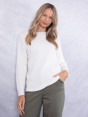 Lakeland Clothing Avon Pointelle Knitted White Jumper - Image 1 of 7