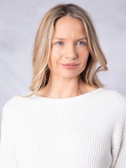 Lakeland Clothing Avon Pointelle Knitted White Jumper - Image 4 of 7
