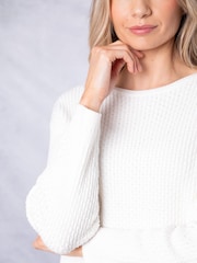 Lakeland Clothing Avon Pointelle Knitted White Jumper - Image 5 of 7