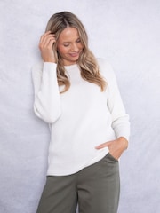 Lakeland Clothing Avon Pointelle Knitted White Jumper - Image 6 of 7