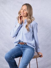Lakeland Clothing Blue Nara Striped 100% Cotton Shirt - Image 3 of 8
