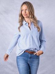 Lakeland Clothing Blue Nara Striped 100% Cotton Shirt - Image 4 of 8