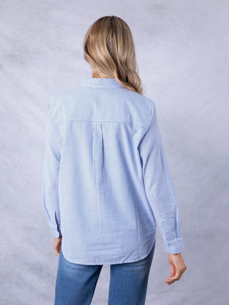 Lakeland Clothing Blue Nara Striped 100% Cotton Shirt - Image 5 of 8