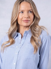 Lakeland Clothing Blue Nara Striped 100% Cotton Shirt - Image 6 of 8