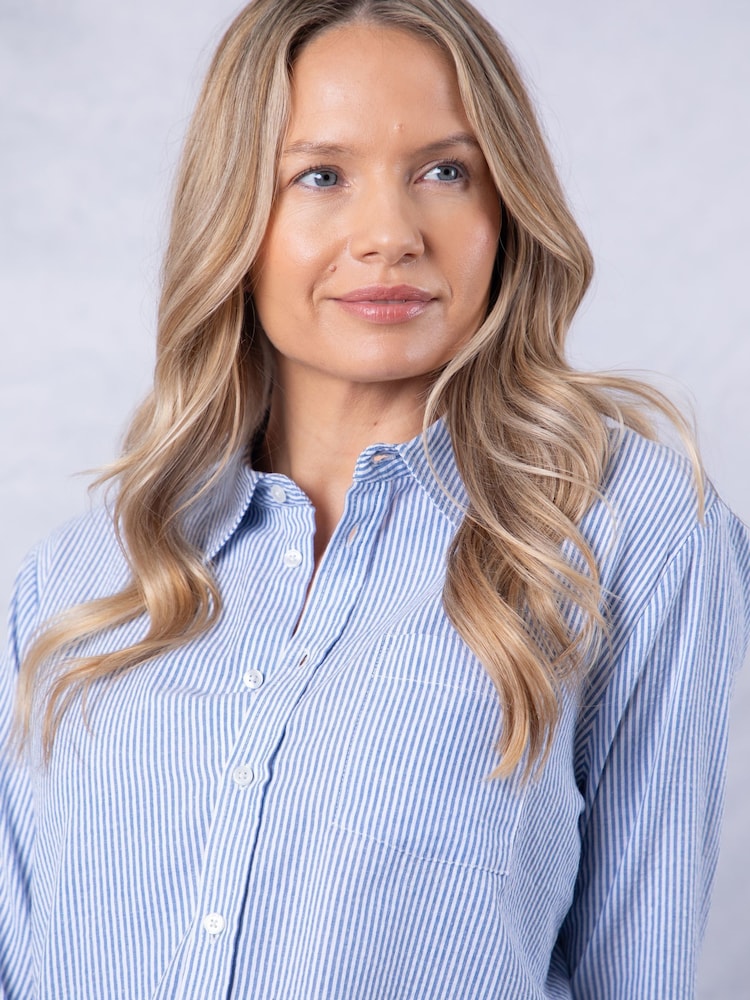 Lakeland Clothing Blue Nara Striped 100% Cotton Shirt - Image 6 of 8