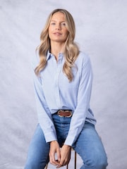 Lakeland Clothing Blue Nara Striped 100% Cotton Shirt - Image 7 of 8