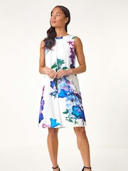 Roman White Petite Gathered Neck Hotfix Dress - Image 2 of 5