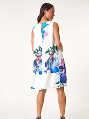 Roman White Petite Gathered Neck Hotfix Dress - Image 3 of 5