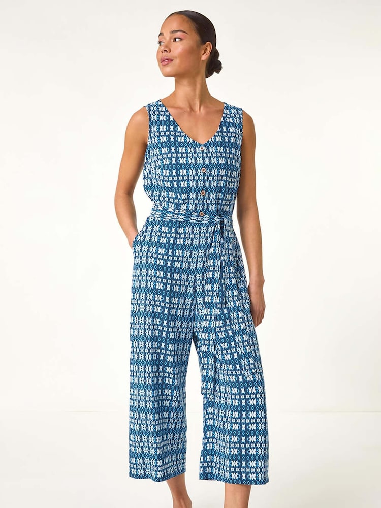 Roman Petite Buttoned Cropped Jumpsuit - Imagen 2 de 5