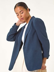 Roman Blue Petite Linen Single Breasted Jacket - Image 1 of 5