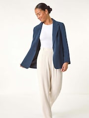 Roman Blue Petite Linen Single Breasted Jacket - Image 2 of 5