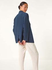 Roman Blue Petite Linen Single Breasted Jacket - Image 3 of 5