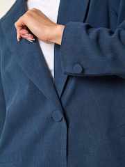 Roman Blue Petite Linen Single Breasted Jacket - Image 5 of 5