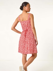 Roman Red Petite Ditsy Floral Print Button Dress - Image 3 of 5