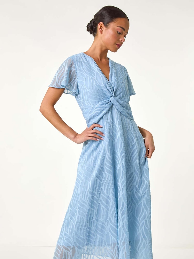 Azul - Roman Petite Front Twist Jacquard Dress - Imagen 1 de 5 Azul - Roman Petite Front Twist Jacquard Dress - Imagen 1 de 5