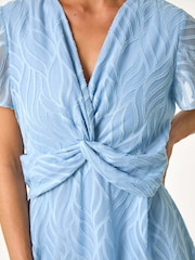 Roman Blue Petite Front Twist Jacquard Dress - Image 5 of 5