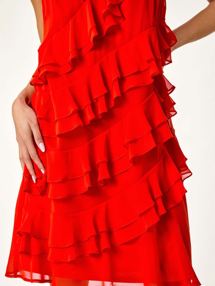 Roman Petite Plain Ruffle Tiered Shift Dress - Imagen 5 de 5 Roman Petite Plain Ruffle Tiered Shift Dress - Imagen 5 de 5