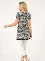 Roman Print Petite V-Neck Tunic Top - Bild 3 von 5