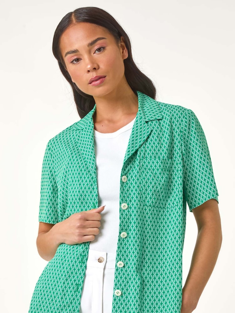 Roman Green Petite Geometric Buttoned Shirts - Image 1 of 5