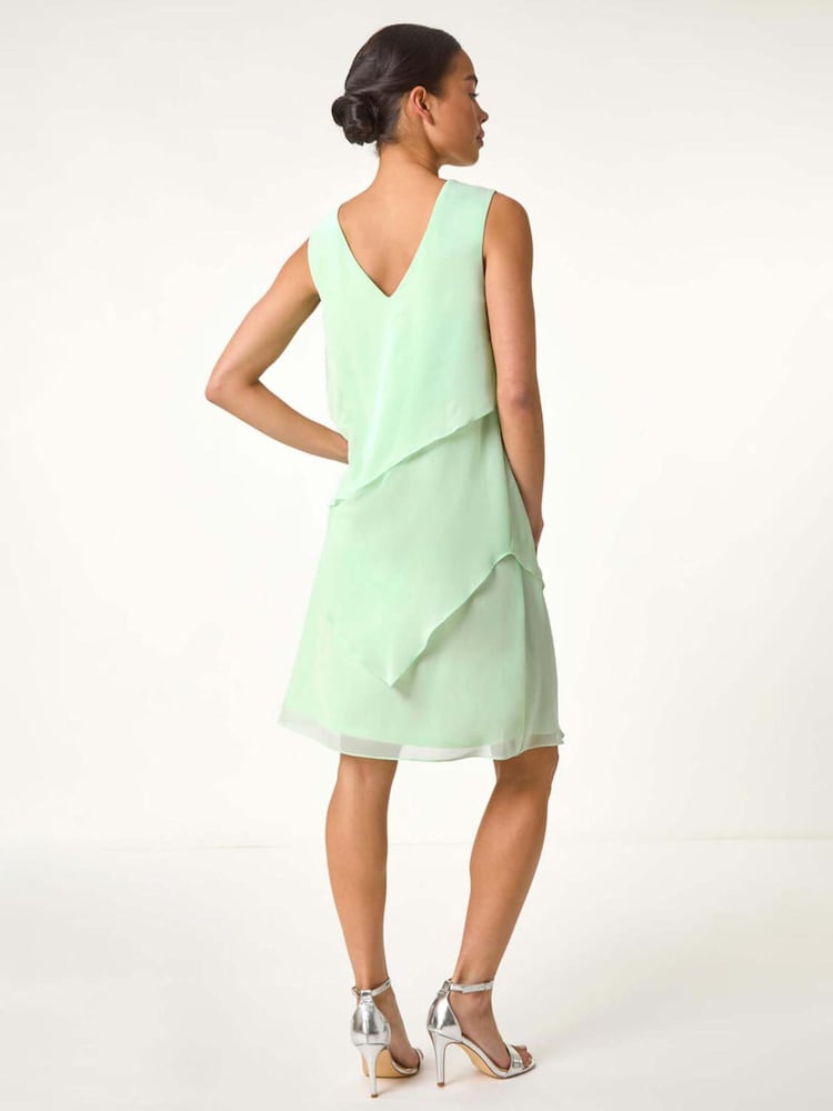 Roman Green Petite Trim Layer Shift Dress - Image 3 of 5