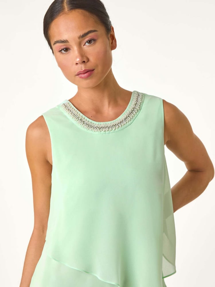 Roman Green Petite Trim Layer Shift Dress - Image 4 of 5