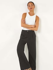 Roman Black Petite Smart Linen Mix Trousers - Image 1 of 5